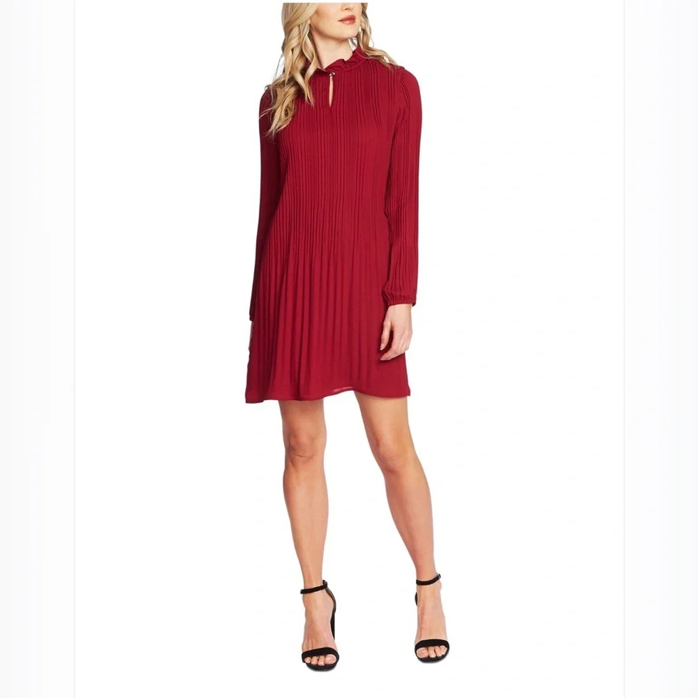CeCe Red Ruffle Neck Blouse - Picture 1 of 5